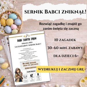 Wielkanocna gra przygodowa dla dzieci (PDF) – Zaginiony sernik Babci